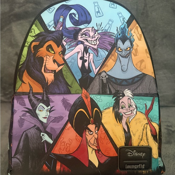 Loungefly Disney Villians Group Mini Backpack NWT